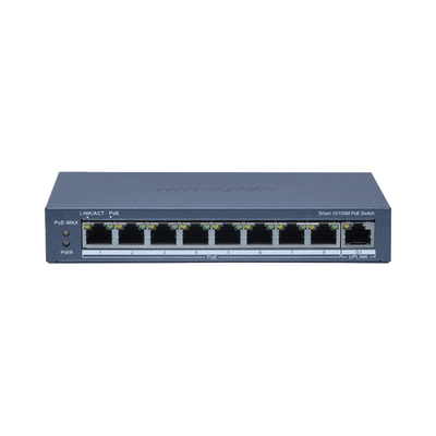 Switch PoE+ / Monitoreable / 8 Puertos 10/100 Mbps PoE+ / 1 Puerto 1000 Mbps de Uplink / Configuración Nube Hik-PartnerPro / Modo Extendido hasta 300 Metros / 110 W | DS-3E1309P-EI