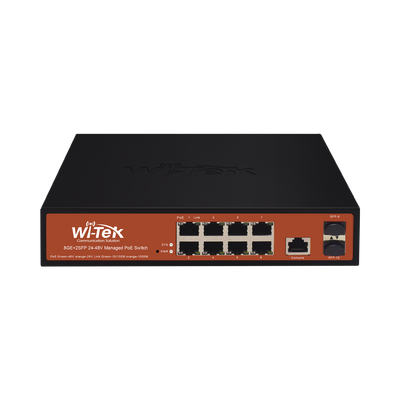 Switch Administrable de 8 puertos Gigabit Ethernet con PoE 802.3 af/at y 24V Pasivo + 2 SFP Gigabit, 150 W | WI-PMS310GF-ALIEN