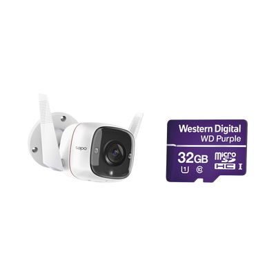 Kit de Cámara IP Wi-Fi / Incluye 1 Pieza Modelo TAPOC310 / 2 Megapixel / Audio Doble Vía / Utiliza la App Tapo / 1 Memoria Micro SD Modelo WD32MSD | TAPOC310/WD32