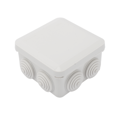 Caja Estanca, Derivación, Conexión de Plástico (89 X 89 X 50 mm) con 7 Glándulas de Goma. Para Instalaciones Comerciales,  Residenciales e Industriales. Cerrado a Presión. | PST-0808-ER