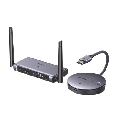 Transmisor y Receptor Inalámbrico HDMI | 50m | Salida HDMI y VGA (Simultanea) | Audio 3.5mm | Efecto 3D | Luz Indicadora LED | Clic and Go | Señal Estable | Amplia Compatibilidad | Conecta con un Clic. | 90909A