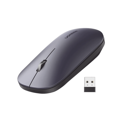 Mouse inalámbrico 2.4 GHz | Ultra Delgado y Silencioso | DPI 1000/1600/2000/4000 (Ajustable)  | Alcance 10m | Scroll de Aluminio | Adaptable a diferentes superficies | Diseño suave al tacto | Contiene Receptor USB | Color Negro. | 90372