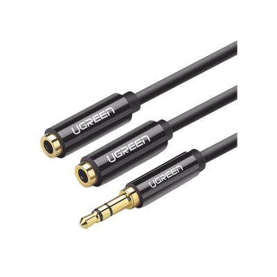 Cable Adaptador/Divisor de Audio de 3.5mm Macho a 2 Terminales de 3.5mm Hembra / 25 cm de Longitud / Cable TPE / Color Negro | 20816