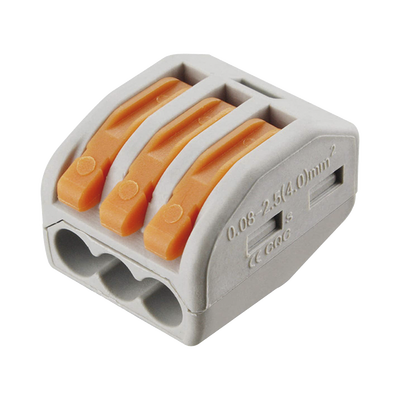 Conector Compacto para 1 Cable de Entrada 2 Cables de Salida / Cables Compatibles 12AWG-28AWG | CON-1004