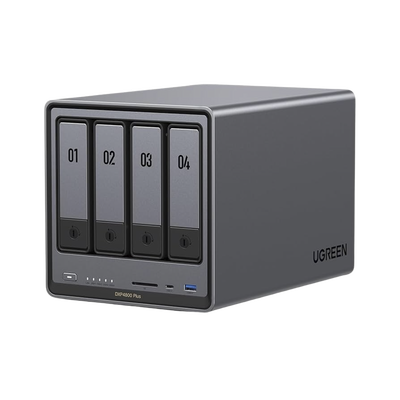 NAS UGREEN NASync DXP4800 Plus / Procesador Intel Pentium Gold 8505 5 Núcleos / 4 Bahías SATA + 2 M.2 NVMe PCIe 4.0 / 8GB DDR5 Expandible a 64GB / 10GbE + 2.5GbE / USB 3.2 Gen 2 Tipo C / HDMI 4K / Sistema Almacenamiento Conectado Red | 35260