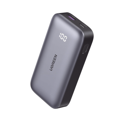 Mini Power Bank 30W  | 10 000 mAh |  2 Puertos PD3.0, USB C+A | Carga Rápida | Pantalla Digital | Compatible con iPhone 16 Pro Max/15/14, MacBook Air, iPad, Galaxy S24 Ultra, | Color Negro. | 25185