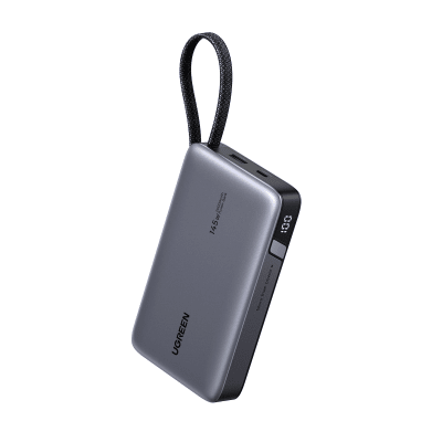 Power Bank 20000mAh con Cable Integrado / Carga Rápida 100W / USB-C PD 3.0 / 4 Celdas Li-ion / 72Wh / Carga Múltiple 145W / Compacto 139x80x27mm | 55992B