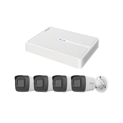 Kit IP 2 Megapixel / NVR de 8 Canales con 8 Puertos PoE  / 4 Cámaras IP Bala para Exterior | KIPH4B/2MP