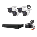 KIT TurboHD 1080p / DVR 8 canales con H.265+ / 4 Cámaras Bala Metálicas / Fuente de Poder / Accesorios de Instalación | HL28LQKITS-M(B)