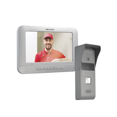 Kit de Videoportero Analógico con Pantalla LCD a Color de 7" / Frente de Calle para Exterior IP65 / Salida de Relevador | DS-KIS203-T