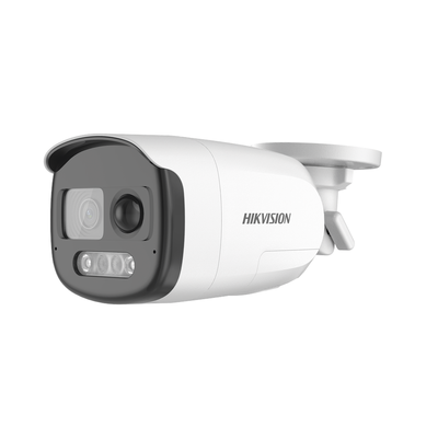 [ColorVu] Bala TURBOHD 2 Megapixel (1080p) / Imagen a Color 24/7 / Lente 2.8 mm / Luz Blanca 40 mts / Exterior IP67 / WDR 130 dB / Sensor PIR / Sirena Integrada / Salida de Audio Estrobo ROJO - AZUL / Micrófono Integrado | DS-2CE12DF3T-PIRXOS