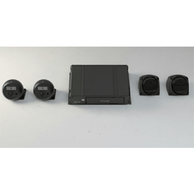 Kit DVR Móvil / 2 Cámaras Interior + 2 Cámaras Exterior / (1080p) / 4 Canales TURBOHD / Tecnología IA Integrada / Soporta 4G / GPS / Sensor G / Soporta 2 Memorias SD (512 GB total) | AE-MD5043-SD/I/GLF/KIT