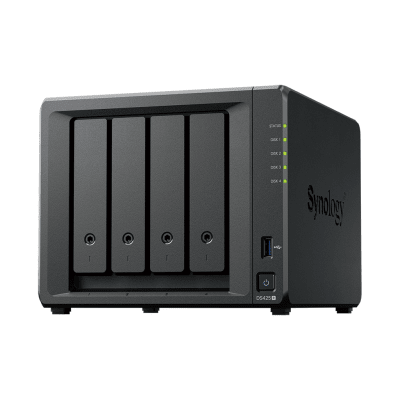 NAS DiskStation DS425+ | 4 Bahías | Intel Celeron J4125 2.7 GHz | 2 GB DDR4 / 2.5GbE + 1GbE | 2 Puertos USB 3.2 Gen 1 | 2 Ranuras M.2 NVMe | Hasta 80 TB | Synology DSM. | DS425+