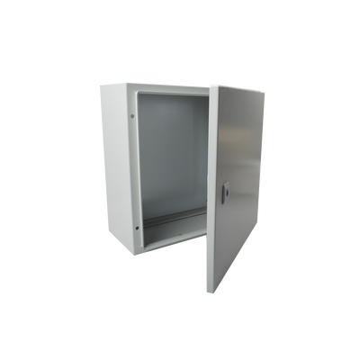 Gabinete de Acero IP66 Uso en Intemperie (400 x 400 x 200 mm) con Placa Trasera Interior de Metal y Compuerta Inferior Atornillable (Incluye Chapa y Llave T). | PST-4040-20A