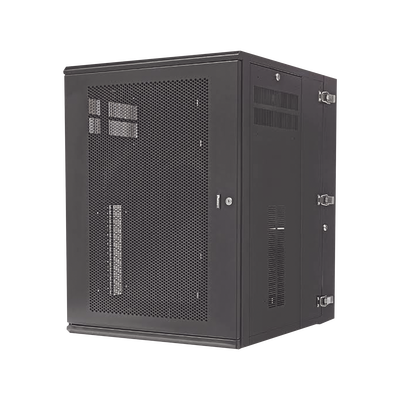 Gabinete PanZone de Montaje en Pared, de 19in, Puerta Ventilada, 18 UR, 762mm de Profundidad, Color Negro | PZWMC1830P