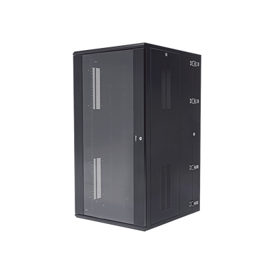 Gabinete PanZone de Montaje en Pared, de 19in, Puerta con Ventana de Seguridad, 26 UR, 762mm de Profundidad, Color Negro | PZWMC2630W