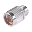 Adaptador en Línea, de Conector N Macho a UHF Hembra (SO-239), Plata/ Oro/ Teflón. | RFN-1035-1