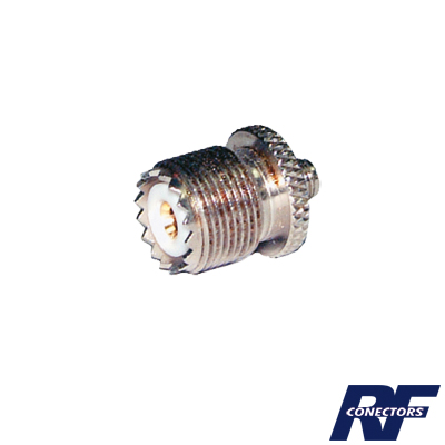 Adaptador en Línea de Conector SMA Hembra a UHF Hembra (SO-239), Níquel/ Oro/ Teflón. | RSA-3475