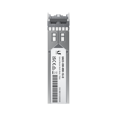 UFiber Módulo SFP, transceptor MiniGibic MultiModo 1.25 Gbps, distancia 550m, conectores LC, paquete de 2 piezas | UACC-OM-MM-1G-D-2