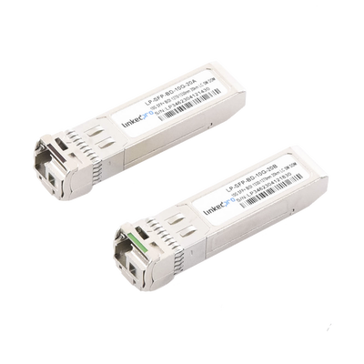 Transceptores Ópticos Bidireccionales SFP+ (Mini-Gbic) / Monomodo 1270 & 1330 nm / 10 Gbps / 1000BASE-BX / Conector LC/UPC Simplex / DDM / Hasta 20 km / 2 Piezas | LP-SFP-BD-10G-20