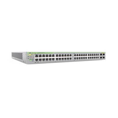 Gigabit webSmart switch, 48 Puertos Totales, 24c/PoE+ 10/100/1000T, 4 Puertos SFP | AT-GS950/52PS-V2-10