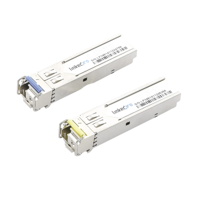 Transceptores Ópticos Industriales Bidireccionales SFP (Mini-Gbic) / Monomodo 1310 & 1550 nm / 1.25 Gbps / 1000BASE-BX / Conector LC/UPC Simplex / DDM / Hasta 20 km / 2 Piezas | LP-IND-SFP-BD-1G-20