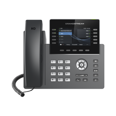 Teléfono IP Wi-Fi, Grado Operador, 10 líneas SIP con 5 cuentas, pantalla a color 4.3", puertos Gigabit, Bluetooth, PoE, codec Opus, IPV4/IPV6 con gestión en la nube GDMS | GRP-2615