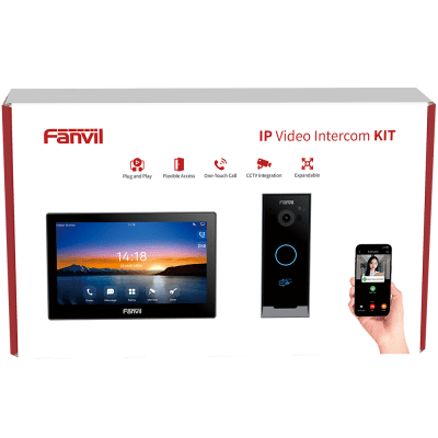 Kit Videoportero IP Fanvil VIK-01, Estación Interior SIP i504W + Frente de Calle i60, Llamadas HD, Desbloqueo Remoto, App Fanvil Link, PoE | VIK-01
