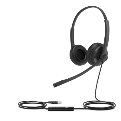 Diadema USB Alámbrica Yealink UH34 Dual Teams C/ Almohadillas de Cuero Compatible con Teléfonos IP Yealink y Computadoras | UH34-DUAL-TEAMS