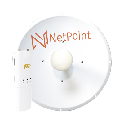 Kit de radio C5C con Antena NP2 de 34 dBi, Frecuencia (4.9-6.2 GHz), ideal para distancia de hasta 50 km, jumpers, PoE y cable de alimentación Incluidos | C5CNP2KIT