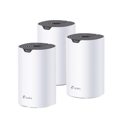 Kit 3 Routers Inalámbricos MESH Interior para Hogar / Doble Banda Wi-Fi 5 AC1900 Mbps / 3 Puerto Gigabit WAN/LAN / 3 Antenas Internas / Administración Mediante la App Deco (iOS, Android) | DECOS7-3PACK