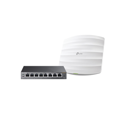 Kit de access point EAP245 y switch PoE TL-SG108PE, doble banda AC, hasta 1750 Mbps, 1 puerto Gigabit | EAP-STARTER-KIT-245PE