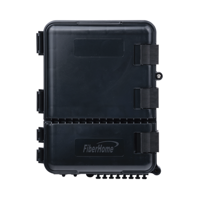 Caja de Distribución de Fibra Óptica para 24 Empalmes, con 8 Acopladores SC/APC Simplex, Exterior IP55, Color Negro | FDP-440A
