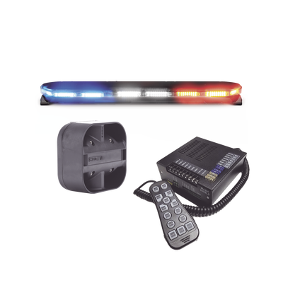 Kit de Sirena, Bocina y Torreta de 47", Serie 16 con 300 LEDs, Dual Color, Frente: Rojo/Blanco, Azul/Blanco, Trasero: Rojo/Ámbar, Azul/Ámbar | 16TR47KIT300