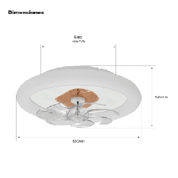 [JLV-015] Ventilador de Techo con Luminario LED de 110 V CA 50/60 Hz /  88 W / 3 Tonos de Luz (6500 - 4 000 - 2 700 K) / Diámetro 500 mm / 6 Velocidades / Dimeable. | JLV-015