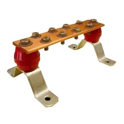 [TG-BUS-G10] Barra para Unión de Cobre con Capacidad de 1000A, medidas  7-7/8 x 2 x 1/4 in., con Aisladores (Sin Gabinete) | TG-BUS-G10
