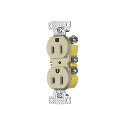 [HUB-RR15I] Contacto Duplex 15A 125V/ 2 Polos 3 Hilos / Cableado posterior y lateral / Nema 5-15R / Color Marfil. | HUB-RR15I