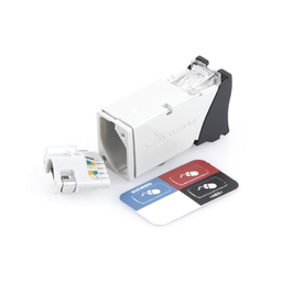 [Z6A-S01] Jack Z-MAX Cat6A, Blindado, Montaje Híbrido en Placa de Pared (Plano y Angulado), Color Negro | Z6A-S01