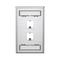 [CFPL2SY] Placa de Pared Vertical, de Acero Inoxidable, Salida Para 2 Puertos Mini-Com, Con Espacios Para Etiquetas | CFPL2SY