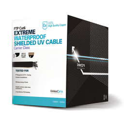 [PRO-CAT-6-EXT] Bobina de Cable de 305 Metros (1000 Pies) Cat6+ Calibre 23 Exterior Blindado Tipo FTP para Climas Extremos, UL, Color Negro | PRO-CAT-6-EXT
