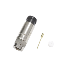[TT11-F02] Conector F Macho de Compresión Axial con Borne Negro para instalar en Cable Coaxial RG-11, 75 Ohm, Bronce-Niquelado. | TT11-F02