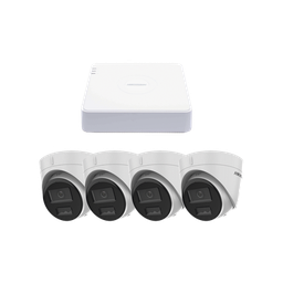 [KIPCV2M/4T] Kit IP 1080p (2 Megapixel) / NVR de 4 Canales con 4 Puertos PoE / 4 Cámaras IP Turret con Micrófono Integrado / ColorVu y ACUSENSE Lite | KIPCV2M/4T