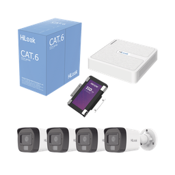 [KIPH4B/SSD1TB] Kit IP 2 Megapixel / NVR de 8 Canales con 8 Puertos PoE / 4 Cámaras IP Bala para Exterior / Micrófono Integrado / Bobina de Cable de 305 mts / SSD 1 TB | KIPH4B/SSD1TB