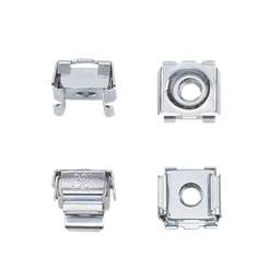 [P1032CN] Kit de 20 Tuercas Enjauladas #10-32, Para Uso en Gabinetes o Racks con Rieles con Orificios Cuadrado, de Acero, Color Plateado | P1032CN