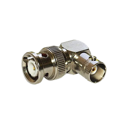 [RFB-1132] Adaptador en Ángulo Recto, de Conector BNC Macho a BNC Hembra, 50 Ohm (Monitor), Níquel/ Plata/ Teflón. | RFB-1132