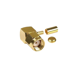 [RP-3010-1B] Conector SMA Macho Inverso en Ángulo Recto, Anillo Plegable/ RG-174/U, BELDEN 8216, Oro/ Oro/ Teflón. | RP-3010-1B